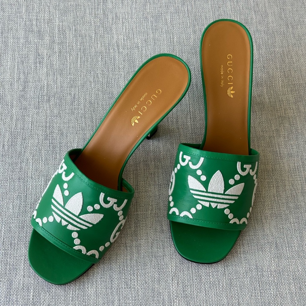 NEW adidas x Gucci women's leather slide sandal